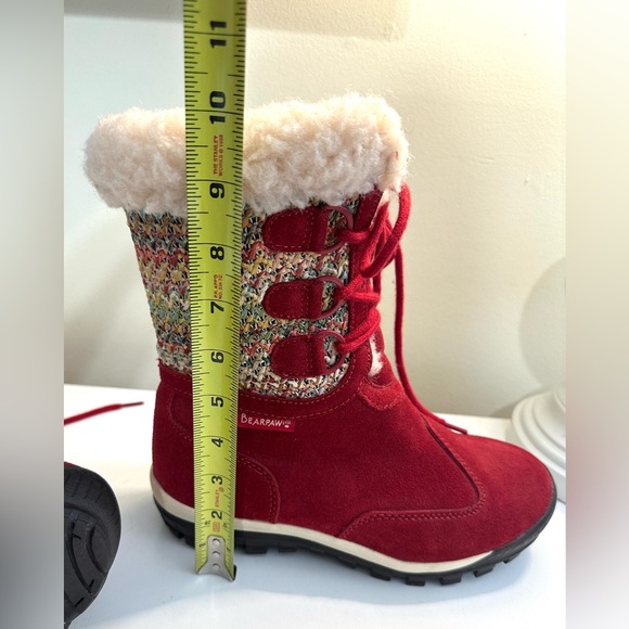Mint BEARPAW Ophelia Boot Snow Winter Red Suede Leather Shearling Wool Lined - Picture 11 of 14